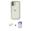 MARSİLYAN™- iPhone 11 Kılıf Vadi Minimal - Siyah Bilvis 5in1 3D Magic Cam Ekran Koruyucu + Yeşil Renkli Kamera Lens Koruma Cam