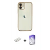 MARSİLYAN™- iPhone 11 Kılıf Vadi Minimal - Siyah Bilvis 5in1 3D Magic Cam Ekran Koruyucu + Yeşil Renkli Kamera Lens Koruma Cam
