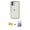 MARSİLYAN™- iPhone 11 Kılıf Vadi Minimal - Siyah Bilvis 5in1 5D Magic Hayalet Cam Ekran Koruyucu + Kırmızı Rainbow Kamera Lens Koruma Cam