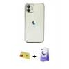 MARSİLYAN™- iPhone 11 Kılıf Vadi Minimal - Siyah Bilvis 5in1 5D Magic Hayalet Cam Ekran Koruyucu + Kırmızı Rainbow Kamera Lens Koruma Cam