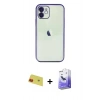 MARSİLYAN™- iPhone 11 Kılıf Vadi Minimal - Siyah Bilvis 5in1 5D Magic Hayalet Cam Ekran Koruyucu + Kırmızı Rainbow Kamera Lens Koruma Cam