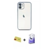 MARSİLYAN™- iPhone 11 Kılıf Vadi Minimal - Siyah Bilvis 5in1 5D Magic Hayalet Cam Ekran Koruyucu + Kırmızı Rainbow Kamera Lens Koruma Cam