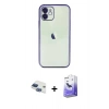 MARSİLYAN™- iPhone 11 Kılıf Vadi Minimal - Siyah Bilvis 5in1 5D Magic Hayalet Cam Ekran Koruyucu + Pers Alüminyum Kamera Lens - LT