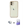 MARSİLYAN™- iPhone 11 Kılıf Vadi Minimal - Siyah Bilvis 5in1 5D Magic Hayalet Cam Ekran Koruyucu + Pers Alüminyum Kamera Lens - LT