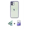 MARSİLYAN™- iPhone 11 Kılıf Vadi Minimal - Siyah Bilvis 5in1 5D Magic Hayalet Cam Ekran Koruyucu + Raze Metal Kamera Lens - MI