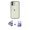 MARSİLYAN™- iPhone 11 Kılıf Vadi Minimal - Siyah Bilvis 5in1 5D Magic Hayalet Cam Ekran Koruyucu + Raze Metal Kamera Lens - MR