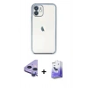 MARSİLYAN™- iPhone 11 Kılıf Vadi Minimal - Siyah Bilvis 5in1 5D Magic Hayalet Cam Ekran Koruyucu + Raze Metal Kamera Lens - MR