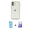 MARSİLYAN™- iPhone 11 Kılıf Vadi Minimal - Siyah Bilvis 5in1 5D Magic Hayalet Cam Ekran Koruyucu + Neon Fosforlu Kamera Lens - TU
