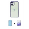 MARSİLYAN™- iPhone 11 Kılıf Vadi Minimal - Siyah Bilvis 5in1 5D Magic Hayalet Cam Ekran Koruyucu + Neon Fosforlu Kamera Lens - TU