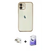 MARSİLYAN™- iPhone 11 Kılıf Vadi Minimal - Siyah Bilvis 5in1 5D Magic Hayalet Cam Ekran Koruyucu + Pers Alüminyum Kamera Lens - GD