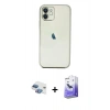 MARSİLYAN™- iPhone 11 Kılıf Vadi Minimal - Siyah Bilvis 5in1 5D Magic Hayalet Cam Ekran Koruyucu + Pers Alüminyum Kamera Lens - GI