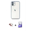 MARSİLYAN™- iPhone 11 Kılıf Vadi Minimal - Siyah Bilvis 5in1 5D Magic Hayalet Cam Ekran Koruyucu + Pers Alüminyum Kamera Lens - KI