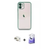 MARSİLYAN™- iPhone 11 Kılıf Vadi Minimal - Siyah Bilvis 5in1 5D Magic Hayalet Cam Ekran Koruyucu + Pers Alüminyum Kamera Lens - GD