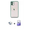 MARSİLYAN™- iPhone 11 Kılıf Vadi Minimal - Siyah Bilvis 5in1 5D Magic Hayalet Cam Ekran Koruyucu + Pers Alüminyum Kamera Lens - GI