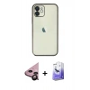 MARSİLYAN™- iPhone 11 Kılıf Vadi Minimal - Siyah Bilvis 5in1 5D Magic Hayalet Cam Ekran Koruyucu + Raze Metal Kamera Lens - SH