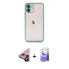 MARSİLYAN™- iPhone 11 Kılıf Vadi Minimal - Siyah Bilvis 5in1 5D Magic Hayalet Cam Ekran Koruyucu + Raze Metal Kamera Lens - SH