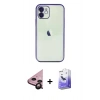 MARSİLYAN™- iPhone 11 Kılıf Vadi Minimal - Siyah Bilvis 5in1 5D Magic Hayalet Cam Ekran Koruyucu + Raze Metal Kamera Lens - SH