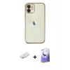 MARSİLYAN™- iPhone 11 Kılıf Vadi Minimal - Siyah Bilvis 5in1 5D Magic Hayalet Cam Ekran Koruyucu + Renkli Kamera Lens Koruma Cam - SI