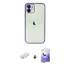 MARSİLYAN™- iPhone 11 Kılıf Vadi Minimal - Siyah Bilvis 5in1 5D Magic Hayalet Cam Ekran Koruyucu + Renkli Kamera Lens Koruma Cam - SI