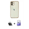 MARSİLYAN™- iPhone 11 Kılıf Vadi Minimal - Siyah Bilvis 5in1 5D Magic Hayalet Cam Ekran Koruyucu + Kamera Lens Koruma Cam - SF