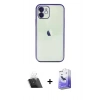 MARSİLYAN™- iPhone 11 Kılıf Vadi Minimal - Siyah Bilvis 5in1 5D Magic Hayalet Cam Ekran Koruyucu + Kamera Lens Koruma Cam - SF