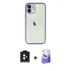 MARSİLYAN™- iPhone 11 Kılıf Vadi Minimal - Siyah Bilvis 5in1 5D Magic Hayalet Cam Ekran Koruyucu + Siyah PVD Metal Kamera Lens