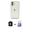 MARSİLYAN™- iPhone 11 Kılıf Vadi Minimal - Siyah Bilvis 5in1 5D Magic Hayalet Cam Ekran Koruyucu + Turuncu PVD Metal Kamera Lens