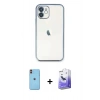 MARSİLYAN™- iPhone 11 Kılıf Vadi Minimal - Siyah Bilvis 5in1 5D Magic Hayalet Cam Ekran Koruyucu + Neon Fosforlu Kamera Lens - TU