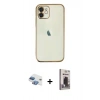 MARSİLYAN™- iPhone 11 Kılıf Vadi Minimal - Siyah Bilvis Hayalet Cam Ekran Koruyucu + Pers Alüminyum Kamera Lens - GI
