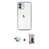 MARSİLYAN™- iPhone 11 Kılıf Vadi Minimal - Siyah Bilvis Hayalet Cam Ekran Koruyucu + Pers Alüminyum Kamera Lens - GI