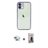 MARSİLYAN™- iPhone 11 Kılıf Vadi Minimal - Siyah Bilvis Hayalet Cam Ekran Koruyucu + Pers Alüminyum Kamera Lens - GI