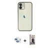 MARSİLYAN™- iPhone 11 Kılıf Vadi Minimal - Siyah Bilvis Hayalet Cam Ekran Koruyucu + Pers Alüminyum Kamera Lens - GI