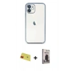 MARSİLYAN™- iPhone 11 Kılıf Vadi Minimal - Siyah Bilvis Hayalet Cam Ekran Koruyucu + Rainbow Kamera Lens Koruma Cam - KI