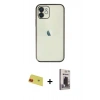 MARSİLYAN™- iPhone 11 Kılıf Vadi Minimal - Siyah Bilvis Hayalet Cam Ekran Koruyucu + Rainbow Kamera Lens Koruma Cam - KI