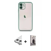 MARSİLYAN™- iPhone 11 Kılıf Vadi Minimal - Siyah Bilvis Hayalet Cam Ekran Koruyucu + Raze Metal Kamera Lens - GS