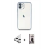 MARSİLYAN™- iPhone 11 Kılıf Vadi Minimal - Siyah Bilvis Hayalet Cam Ekran Koruyucu + Raze Metal Kamera Lens - GS