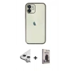 MARSİLYAN™- iPhone 11 Kılıf Vadi Minimal - Siyah Bilvis Hayalet Cam Ekran Koruyucu + Raze Metal Kamera Lens - GS