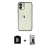 MARSİLYAN™- iPhone 11 Kılıf Vadi Minimal - Siyah Bilvis Hayalet Cam Ekran Koruyucu + PVD Metal Kamera Lens - TU