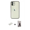 MARSİLYAN™- iPhone 11 Kılıf Vadi Minimal - Siyah Bilvis Hayalet Cam Ekran Koruyucu + Renkli Kamera Lens Koruma Cam - TU