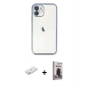 MARSİLYAN™- iPhone 11 Kılıf Vadi Minimal - Siyah Bilvis Hayalet Cam Ekran Koruyucu + Renkli Kamera Lens Koruma Cam - TU