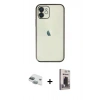 MARSİLYAN™- iPhone 11 Kılıf Vadi Minimal - Siyah Bilvis Hayalet Cam Ekran Koruyucu + Pers Alüminyum Kamera Lens - YL