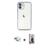 MARSİLYAN™- iPhone 11 Kılıf Vadi Minimal - Siyah Bilvis Hayalet Cam Ekran Koruyucu + Pers Alüminyum Kamera Lens - YL