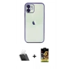 MARSİLYAN™- iPhone 11 Kılıf Vadi Minimal - Siyah Buffer Cam Ekran Koruyucu + Kamera Lens Koruma Cam - SF
