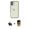 MARSİLYAN™- iPhone 11 Kılıf Vadi Minimal - Siyah Buffer Cam Ekran Koruyucu + Kamera Lens Koruma Cam - SF