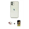 MARSİLYAN™- iPhone 11 Kılıf Vadi Minimal - Siyah Buffer Cam Ekran Koruyucu + Kırmızı Pers Alüminyum Kamera Lens