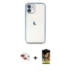 MARSİLYAN™- iPhone 11 Kılıf Vadi Minimal - Siyah Buffer Cam Ekran Koruyucu + Kırmızı Pers Alüminyum Kamera Lens