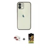 MARSİLYAN™- iPhone 11 Kılıf Vadi Minimal - Siyah Buffer Cam Ekran Koruyucu + Kırmızı Pers Alüminyum Kamera Lens