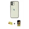 MARSİLYAN™- iPhone 11 Kılıf Vadi Minimal - Siyah Buffer Cam Ekran Koruyucu + Rainbow Kamera Lens Koruma Cam - KI