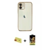 MARSİLYAN™- iPhone 11 Kılıf Vadi Minimal - Siyah Buffer Cam Ekran Koruyucu + Rainbow Kamera Lens Koruma Cam - KI