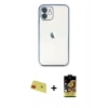 MARSİLYAN™- iPhone 11 Kılıf Vadi Minimal - Siyah Buffer Cam Ekran Koruyucu + Rainbow Kamera Lens Koruma Cam - KI